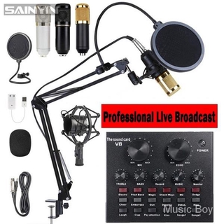 New Upgraded BM800 Condenser Microphone Kit with V8 PC Voice Chat Singing Live Broadcast Sound Card Equipment